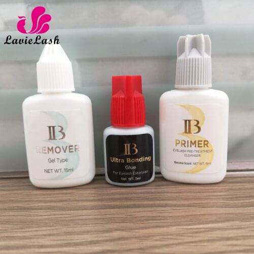 1 Set IB Ultra Bonding glue Lash Primer Lash Remover for Eyelash Extensions Glue Fast Dry Long Time Korea Black eyelash Glue