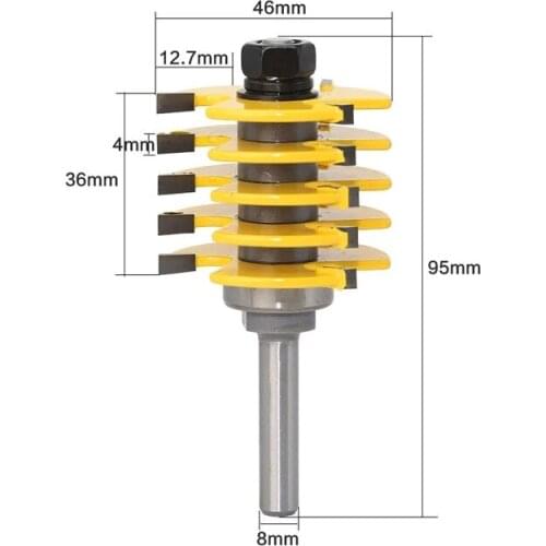 1pc 8mm Shank 3 Teeth Adjustable Finger Joint Router Bit Tenon Milling Cutter Industrial Grade for Wood Tool MC02038