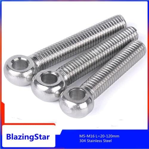 1PCS M5 - M16 304 Stainless Steel Eye Screw Connecting Rod Bolt Fish Eye, Sliding Hole Screw L=20-120mm