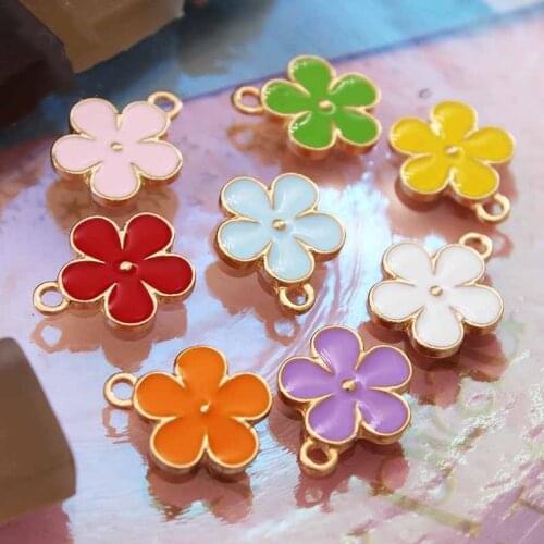 10Pcs 16*13.5 Enamel Daisy Flower Charms for Necklaces Pendants Earring DIY Colorful Mini Charms Handmade Jewelry Finding Making