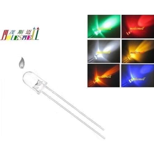 10pcs 3mm/5mm Flickering led Red Yellow Blue Green White Orange Purple Warm white water clear lens Candle flicker LED light lamp