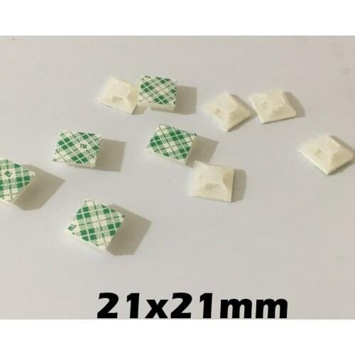 100pcs 21x21mm 21*21 White Black Nylong Square Plastic 3M Self Adhesive Wire Zip Fixed Seat Holder Cable Tie Mount Base