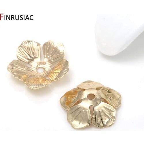 14K Real Gold Plated 13mm Flower Caps Beads Caps For Jewelry Making DIY Jewellery Accessories