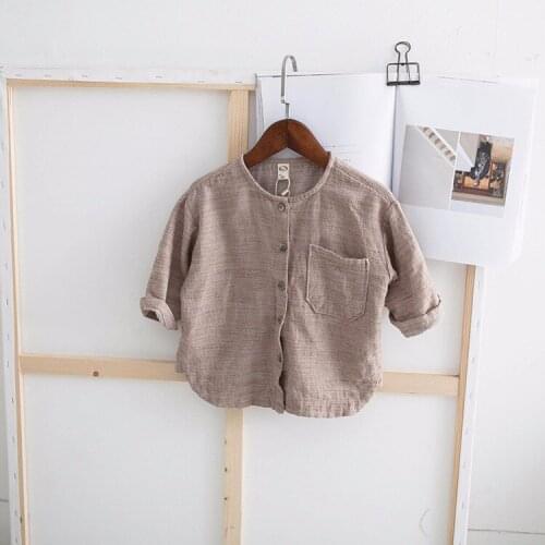 2020 New Autumn Toddler Boys Shirts Long Sleeve Linen Shirt for Kids Spring Children Clothes Casual Cotton Shirts Cardigan Tops
