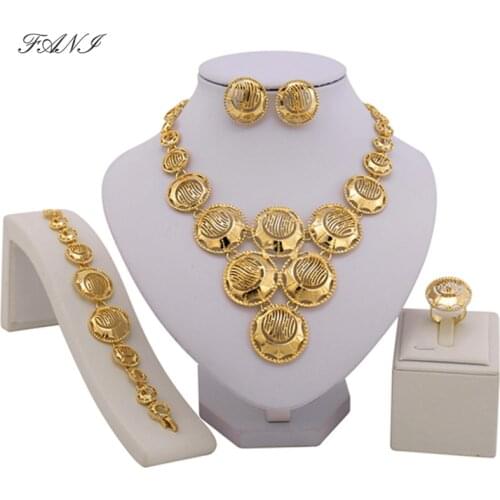 2017 fashion african beads jewelry set Gold Color Crystal Wedding Women Bridal Accessories dubai jewelry for Wholesale customer