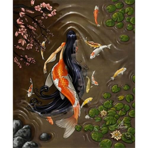 Wholesale 3D DIY Full Diamond Painting Cross Stitch Cartoon Mermaid Picture Baby gift Home DecorUnfinished Diamond Embroidery