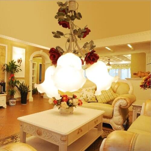 American Rustic Rural Flower Hanging Lights Lamps For Dining Room Pendant Light Lamp Kitchen Island Restaurant Light Decoration