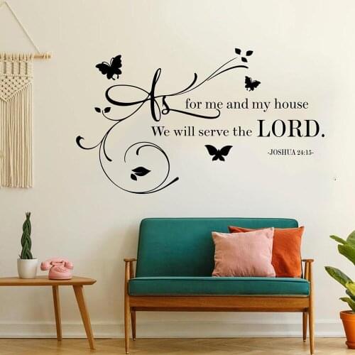 Large As For Me We Will Serve The Lord Joshua 24:15 Wall Decal Bible Verse God Religion Vinyl Wall Sticker Home Room Decor C874