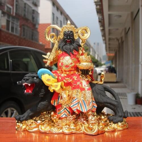 38CM Large Home store COMPANY tiger talisman exorcise evil spirits Wealth God good luck CAI SHEN ZHAO GONGMING FENG SHUI statue