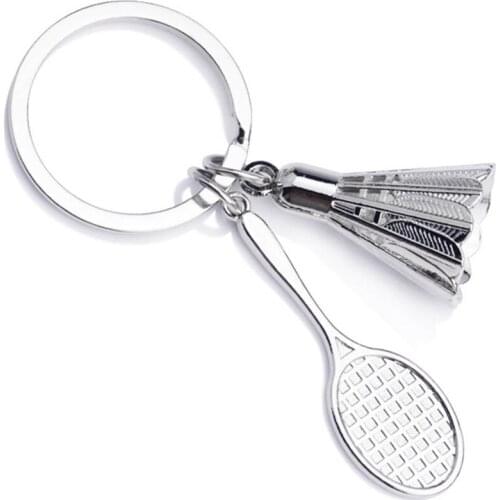 1Pc Mini Badminton Racket Balls Sports Keyring Pendant 3D Keyfob Keychain Holder Ring Car Bag Pendant Charm Keyring DIY Jewelry