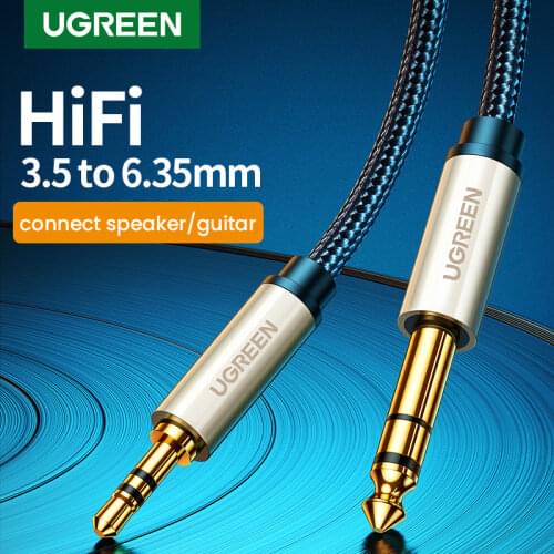 UGREEN 6.5mm 6.35mm 1/4" Male to 3.5mm 1/8" Male TRS Stereo Audio AUX Cable with Zinc Alloy Housing Nylon Braid For Guitar PC