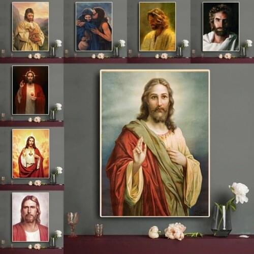 Cuadros Adstract God Jesus Christ Art Painting on Canvas Posters and Prints Portrait Church Wall Art Decorative Picture