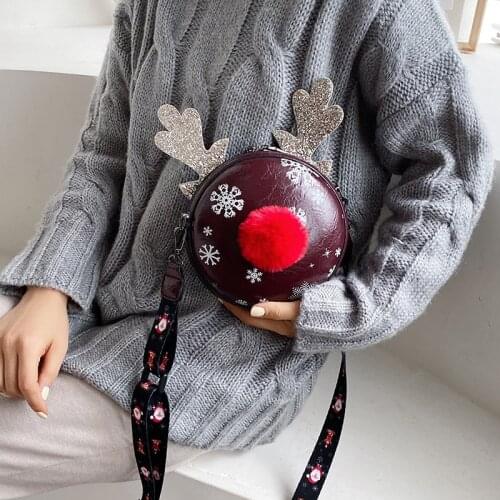 Antlers Circle Round Bag Snowflake Evening Bag Wedding Party Purse Sac Luxury Shoulder Crossbody Bag For Women 2019 Christmas