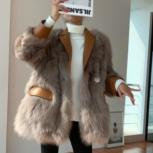 Hstar Faux Fur Jackets Women Winter Warm Loose Design Furry Coats 2021 New Leather with Fur Outwear casaco de pelo sintetico