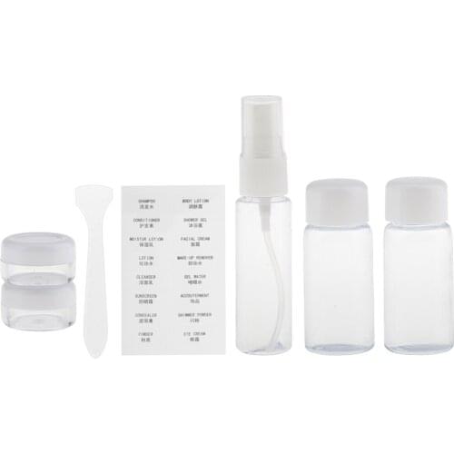 Lot Of 6 Travel Empty Plastic Clear Spray Refillable Bottles For Cream Perfum