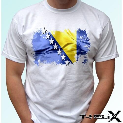 Fashion Top Quality T Shirts Men O Neck Bosnia & Herzegovina Flag - White T Shirt Top - Mens Sizest Shirt Design Website