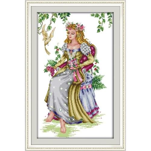 The forest goddess cross stitch kit beauty women 18ct 14ct 11ct count printed canvas stitches embroidery DIY handmade needlework