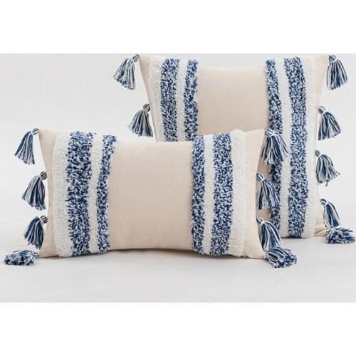 45x45cm/30x50cm Tufted Cushion Cover Stripe Pillow Cover For Sofa Bed Living Room High-end Home Decoration Tassel Pillowcase