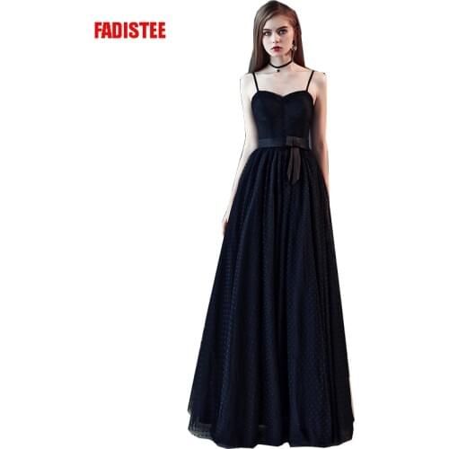 FADISTEE New arrival modern party dress evening dresses prom tulle Vestido de Festa black strapless pattern tulle long style