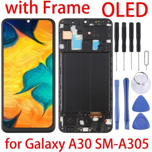 OLED LCD+Frame For SAMSUNG GALAXY A30 A305 LCD Touch Screen Digitizer Assembly Replacement Display For GALAXY A30 A305F