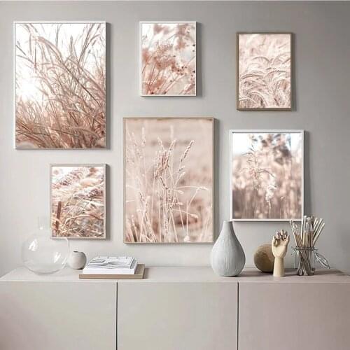 Scenery Picture Grass Flower Plant Poster Autumn Pastoral Landscape Wall Art Canvas Painting Nordic Print For Living Room Design