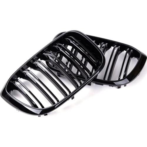 1 Pair For BMW G01 G02 G08 X3 X4 2017-2021 Front Grille Kidney Grill Racing Grills Double Slat Gloss Black Auto Accessories