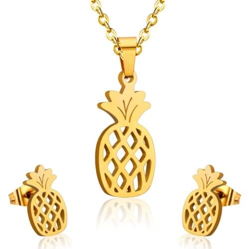 LUXUKISSKIDS Hot Sale Stainless Steel Bridal African Dubai Jewelry Set For Women Girls Fruit Necklace Earring Jewellery set