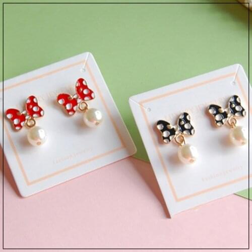 LANIWOO Point Bowknot Stud Earrings 2021 New Fashion Cute Pearl Jewelry Gifts For Women Girls Accessory Wholesale