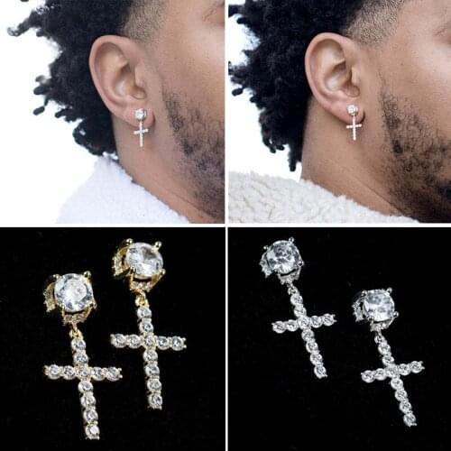 New Cross Pendant Cartilage Drop Dangle Earrings Exaggerated Ear Studs Punk Jewelry For Women Men Friendship Personality Gift