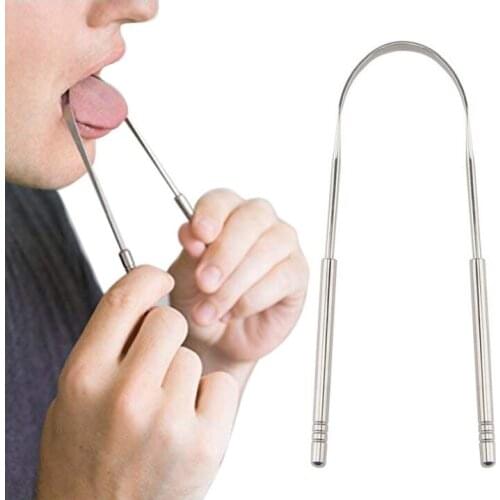Tongue Cleaner Scraper Stainless Steel Tongue Cleaner Useful Fresh Breath Cleaning Coated Tongue Toothbrush Oral Hygiene Care