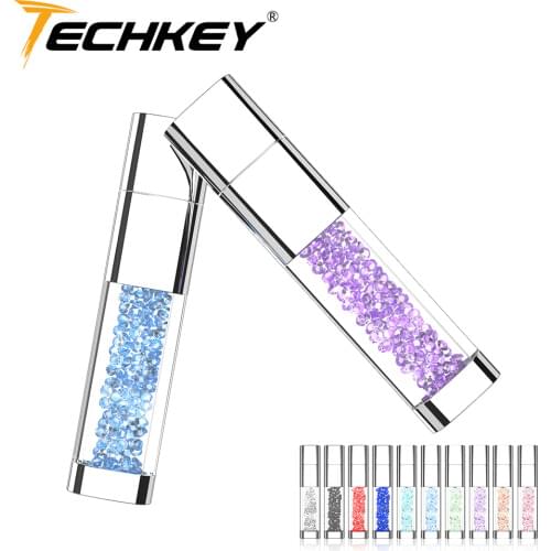New TECHKEY usb flash drive Crystal Diamond 16GB 32GB pendrive 64GB 128GB memory stick memoria cel USB 8GB 4GB Crystal USB gift