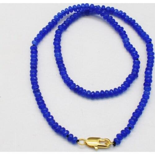 Wow! deep blue jasper faceted roundel 4*2mm chockers necklace 16inch wholesale beads FPPJ