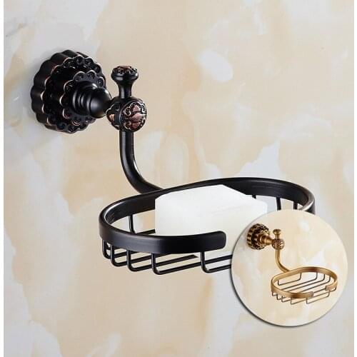 Vidric European bathroom black antique brushed carved soap net all copper retro toilet soap basket soap box Soap dish