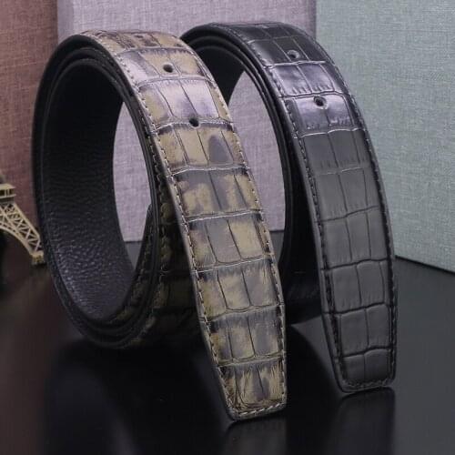 High Quality fashion Gray belts men without buckle luxury famous brand Black men genuine leather designer Casual ceinture homme