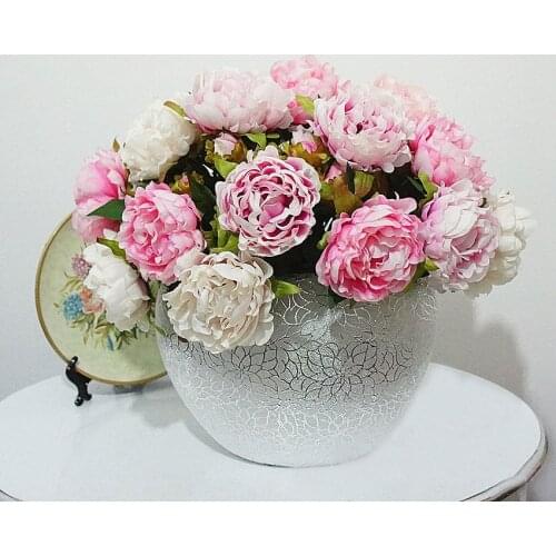 YO CHO 2 Heads/Branch Fake Peonies Artificial Flowers Silk Peonies Bouquet Pink Wedding Decor for Home Party Decoration Flowers