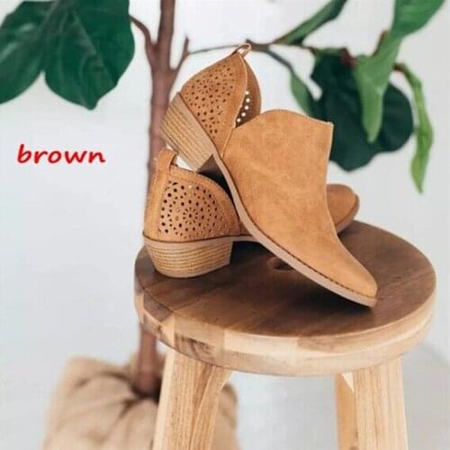 Ankle Women Boots Square Heel Slip On Women Female High Heels Single Shoes 2020 Autumn Pointed Toe Casual Ladies Fashion