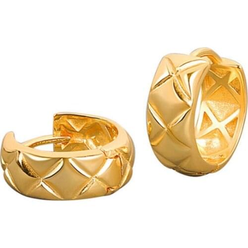 VENTFILLE 925 Sterling Silver Earrings Charm Women Trendy Jewelry Gold Color Strip Party Accessories Gifts Round Gold Earring