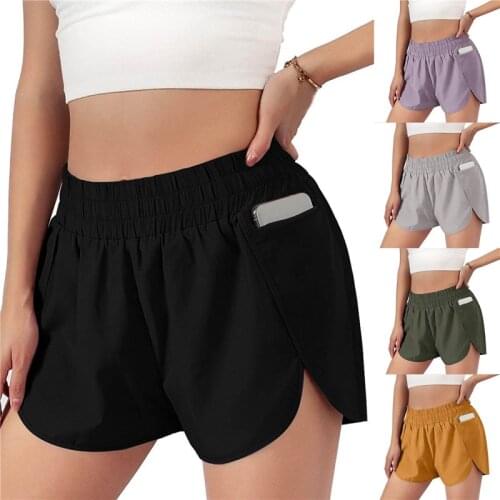 Tummy Control Yoga Shorts For Women With Phone Pockets Workout Running Sports Double Layer Shorts With Pockets 2021 New