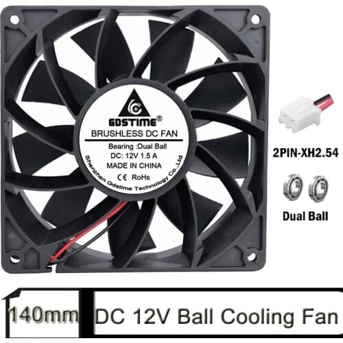 1pcs Gdstime 140mm PC Case Cooling Fans 140x38mm DC 12V Dual Ball 14cm Computer High Quality Coolers Heatsink