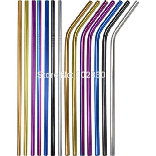 1000pcs 21.5cm 6mm Stainless Steel Drinking Straws Reusable Filter DIY Tea Coffee Tools Party Bar Accessories 7 color free logo