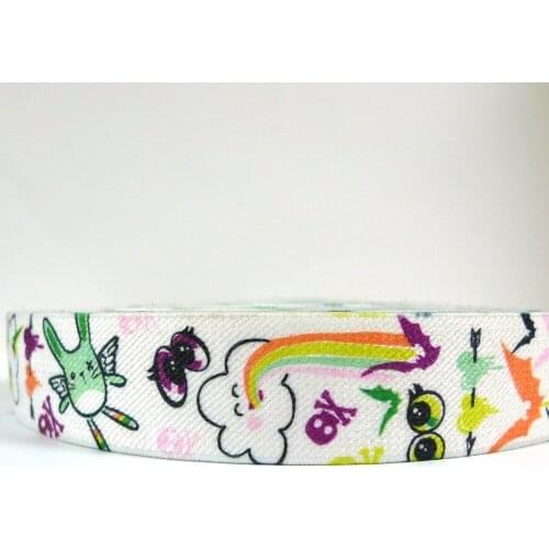 12 Meters 1" 25mm Wide Love Hearts Arrow Bats Suspender Elastic Webbing Great For Suspender Making