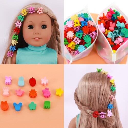 20 Pcs/Package Doll Accessories Plastic Hair Clip Animal/Flower Shape For Girls 18Inch American Doll,Doll Dress up Holiday gift