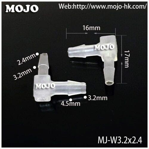 2020 Free shipping!! (100pcs/lots) MJ-W3.2X2.4 Elbow type plastic hose connectors 2.4 to 3.2mm hose joint pipe fittings