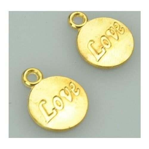 40pcs 15*12mm gold color Circular LOVE Alloy charms pendant fit necklace bracelet diy Pendants for jewelry making 4016A