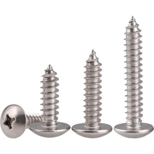 50pcs M3 TA 304 stainless steel Phillips Truss Mushroom Head Wood Screw Cross Recessed large flat head self tappping Screw