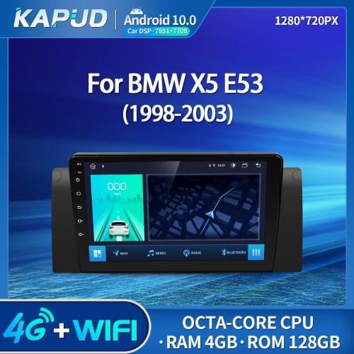 Kapud Android 10.0 Auto Radio 9" Car Multimedia Stereo Player For Bmw X5 E53 1998-2003 7Series E39 1995-2002 GPS BT Navigation
