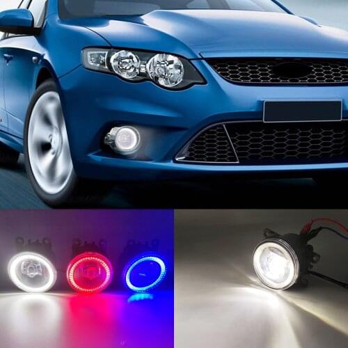 1 Pair 2 Functions Auto LED DRL Daytime Running Light Car Angel Eyes Fog Lamp Foglight For Ford Falcon 2014 2015 2016 2017