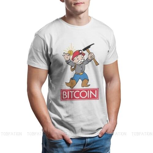 Bitcoin Round Collar TShirt Bitcoin Cryptocurrency Miners Meme Fabric Classic T Shirt Men Clothes New Design Oversized Hot Sale