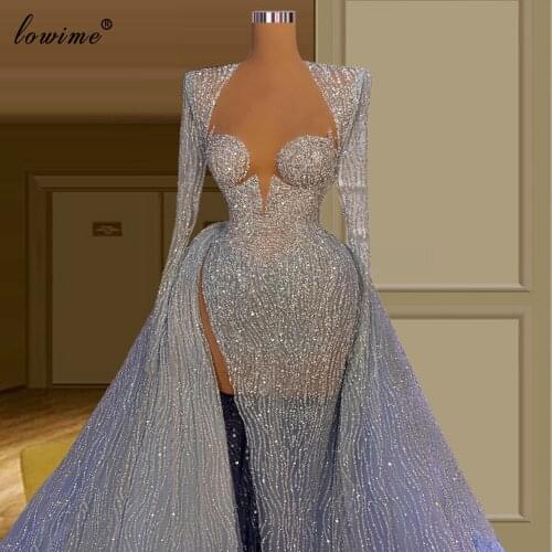 Sparkly Long Sleeves Evening Dresses 2021 Mermaid Arabic Formal Celebrity Dresses For Women Luxury Pageant Gowns Sukienka