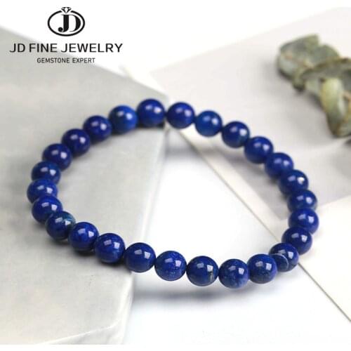 JD High Quality Natural Stone Lapis Lazuli Beaded Bracelets for Women Men Fashion Energy Bracelet Elastical Jewelry Gift